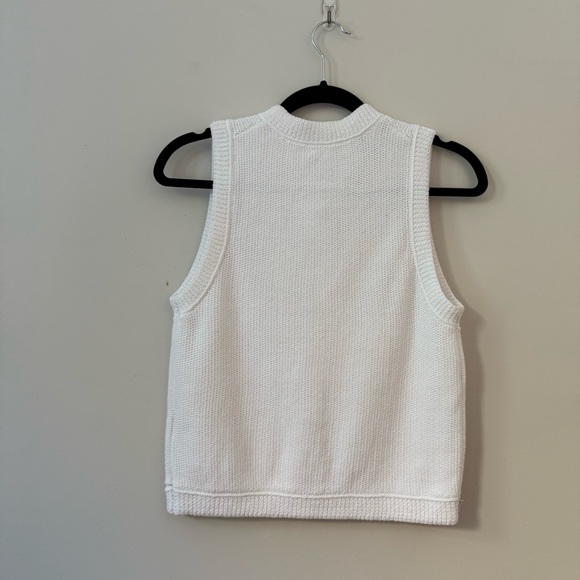 J. Crew white cropped knit sweater shell vest button front coastal preppy fall S - Picture 7 of 9